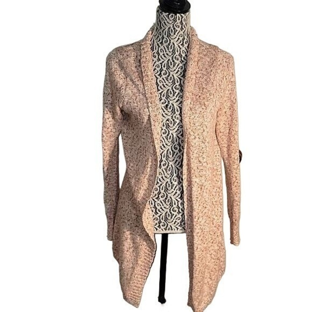 Maison Jules Marled Pink White Open Front Cardigan Sweater Womens Medium